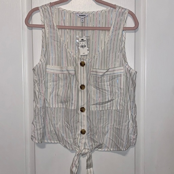 NWT- EXPRESS METALLIC STRIPED TOP - Picture 1 of 7
